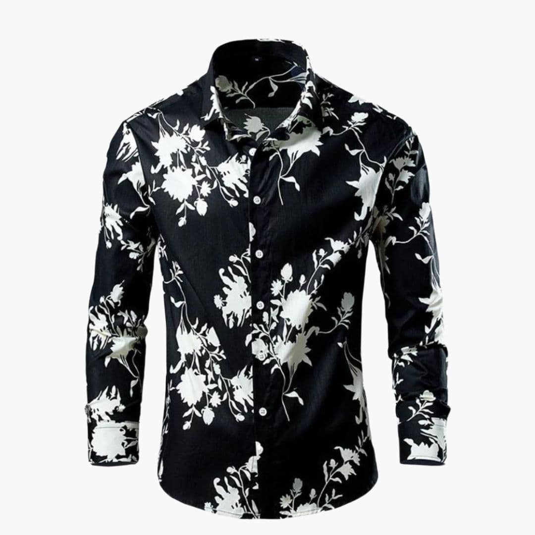 Chemise homme manches longues à motif floral