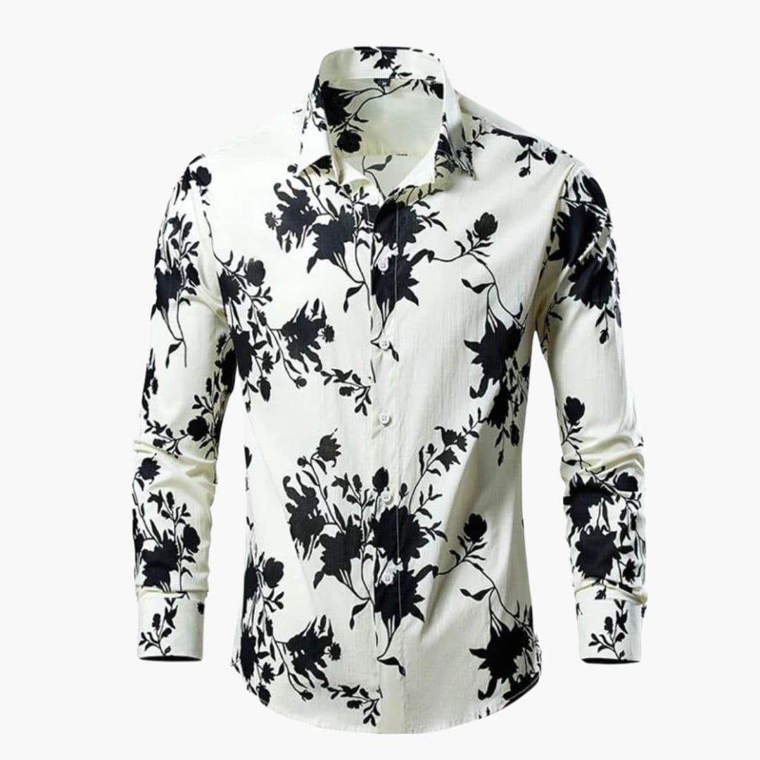 Chemise homme manches longues à motif floral