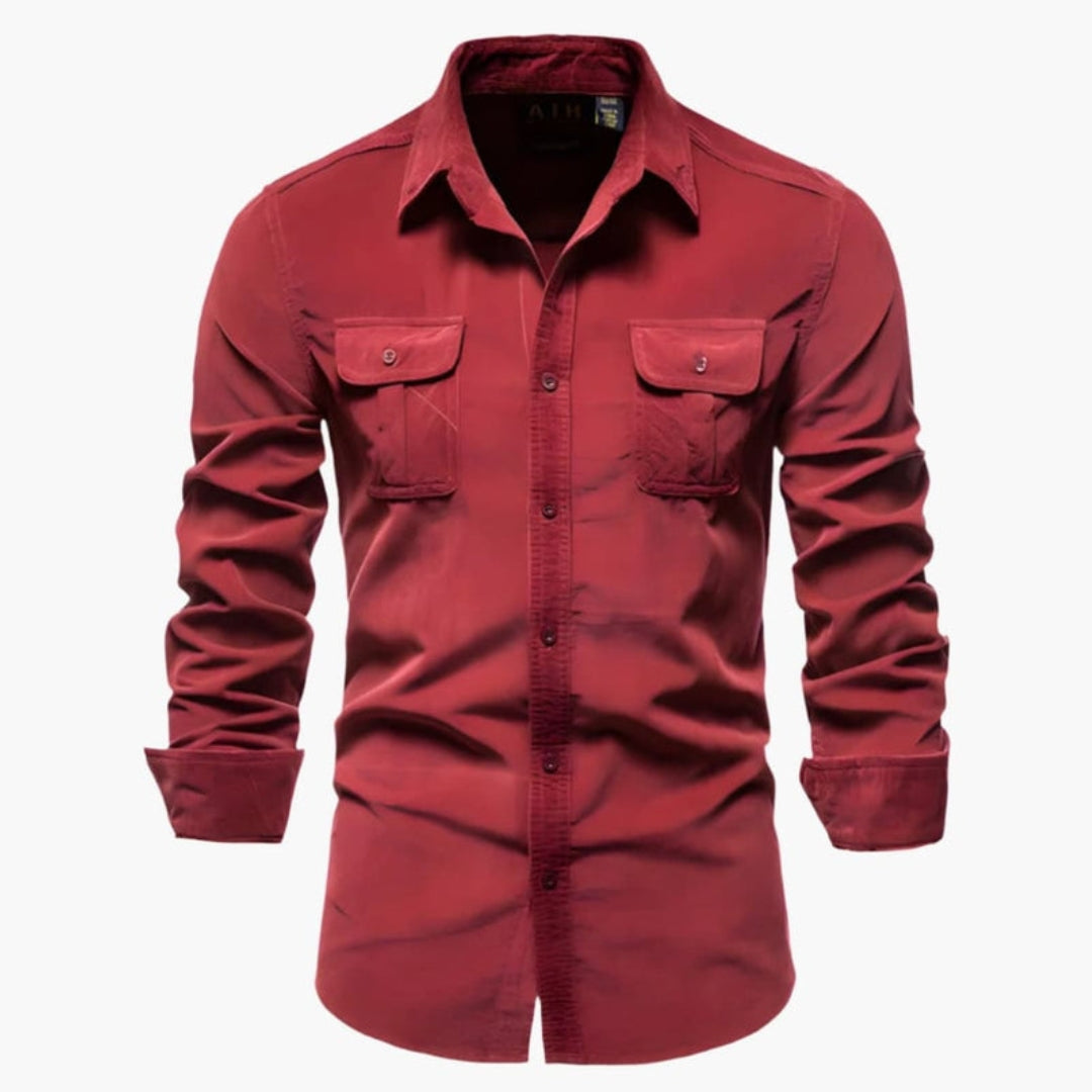 Camicia uomo maniche lunghe con tasche sul petto