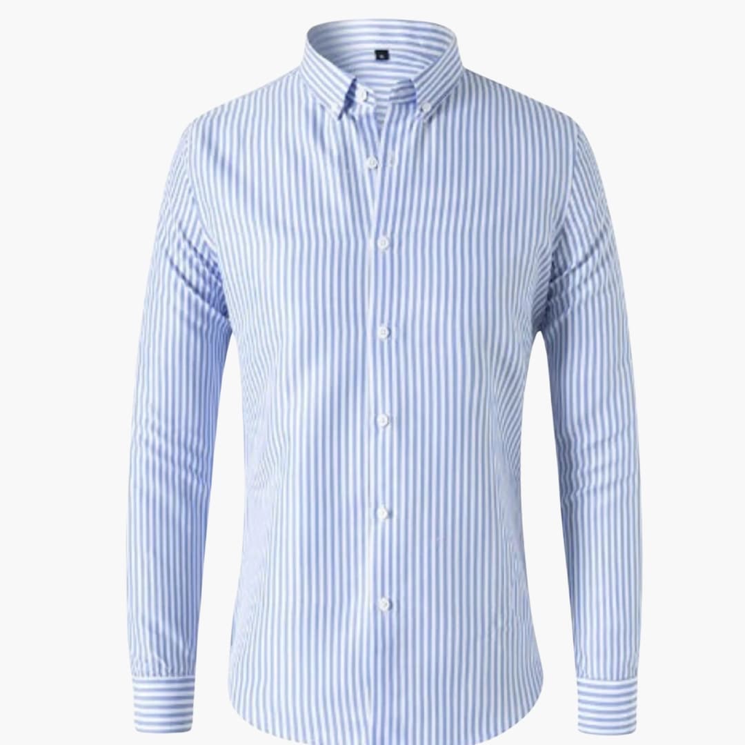 Chemise homme rayée à col boutonné