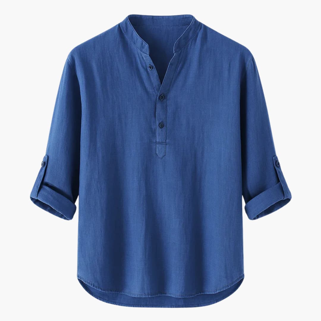 Chemise pour homme à col en V et manches longues
