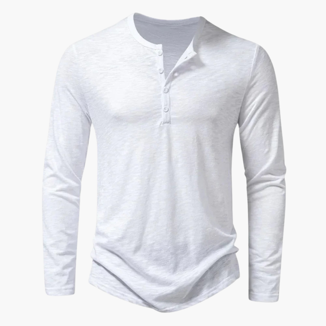 Chemise pour homme à col rond et patte de boutonnage