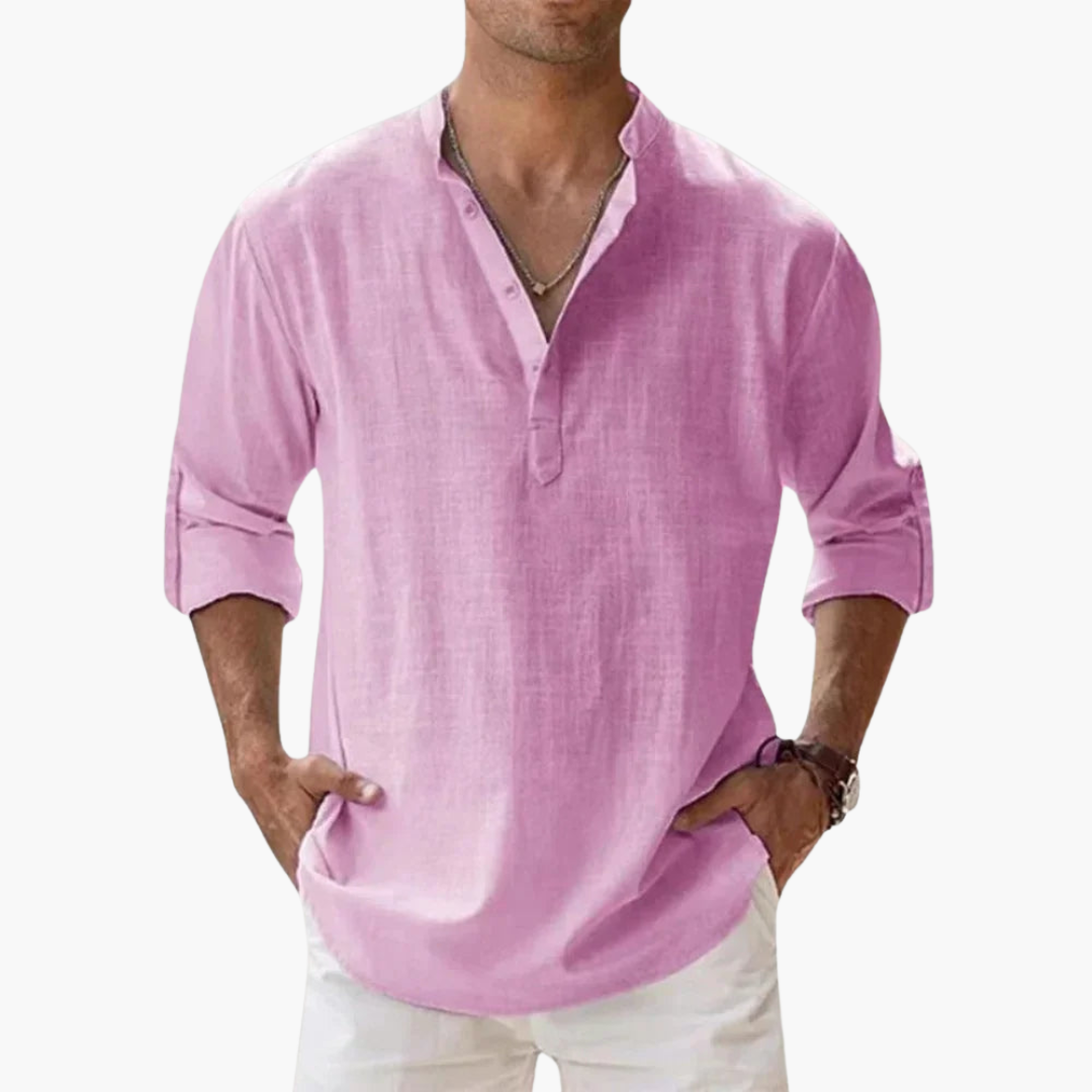 Chemise pour homme avec patte de boutonnage et encolure en V