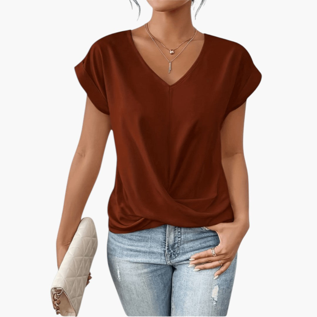Camicia da donna con scollo a V e maniche corte
