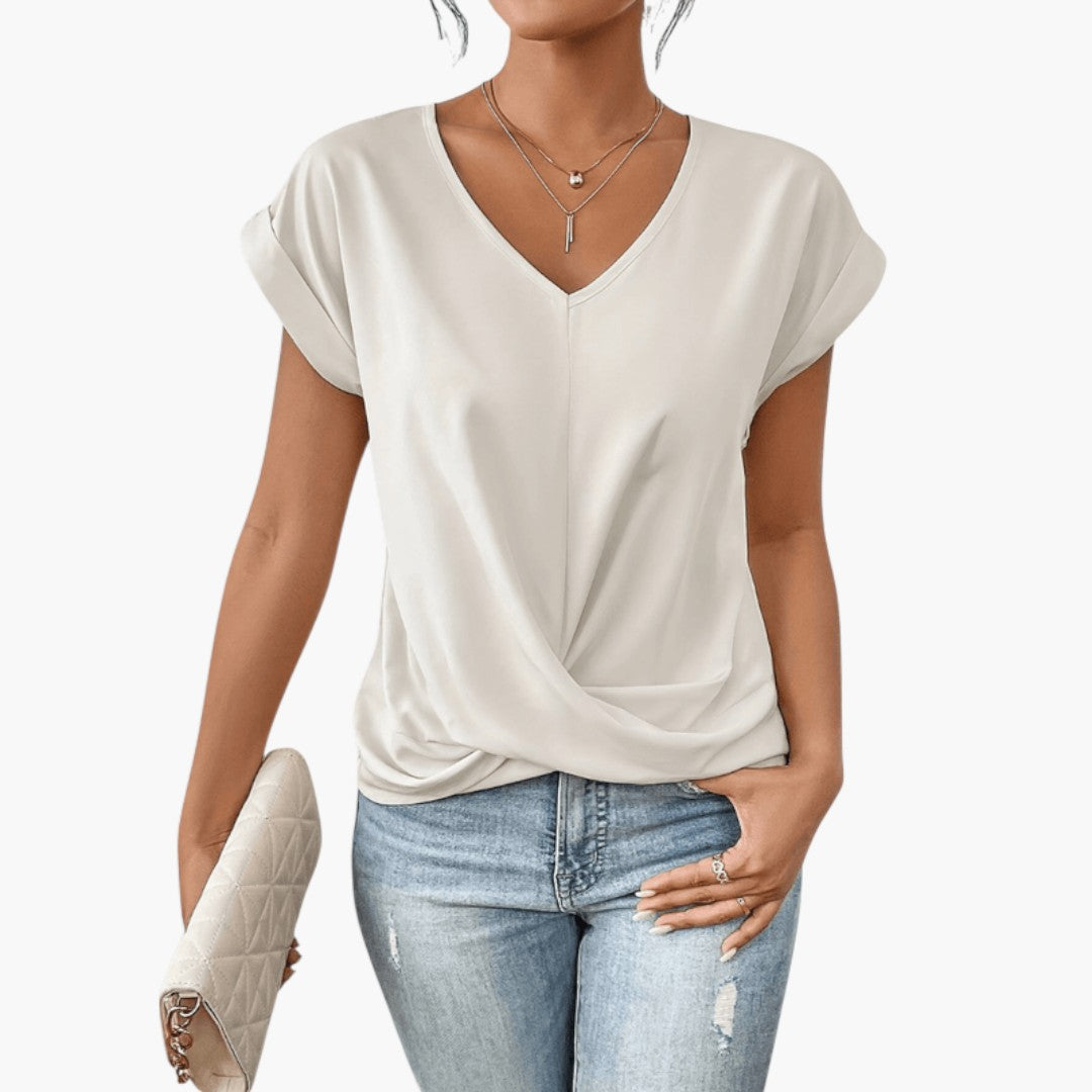 Camicia da donna con scollo a V e maniche corte