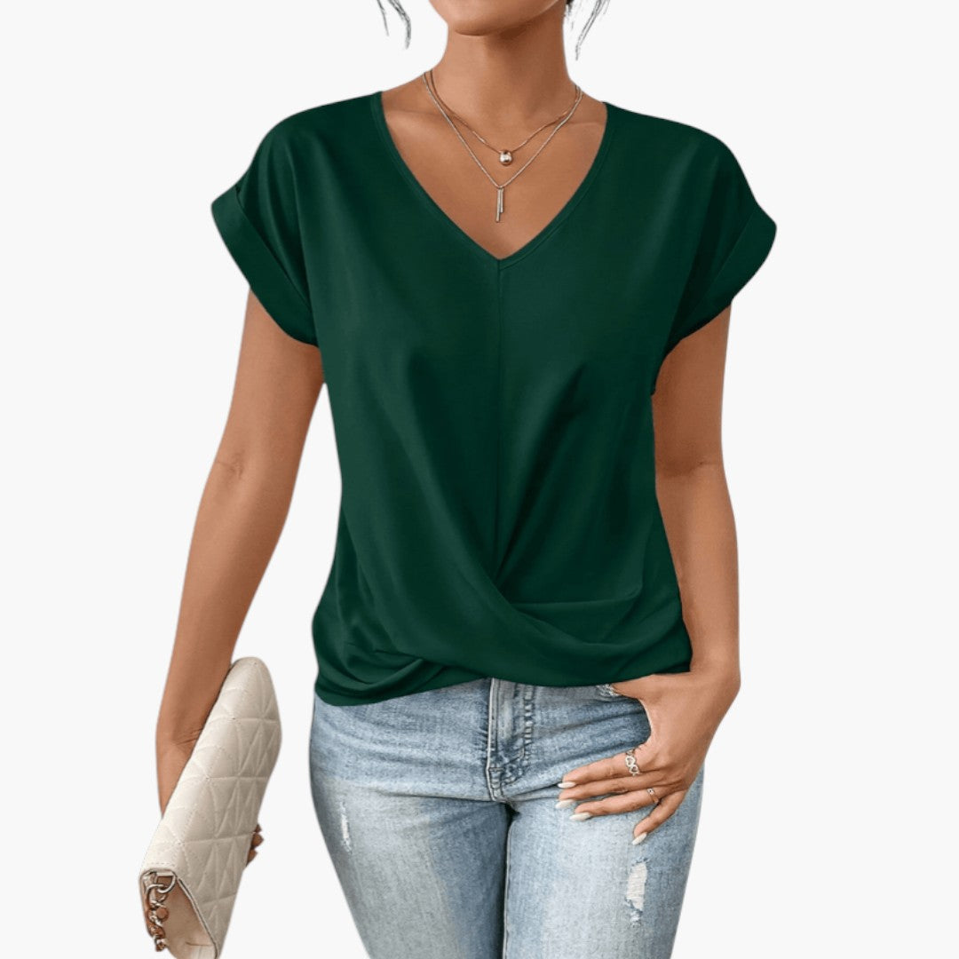 Camicia da donna con scollo a V e maniche corte