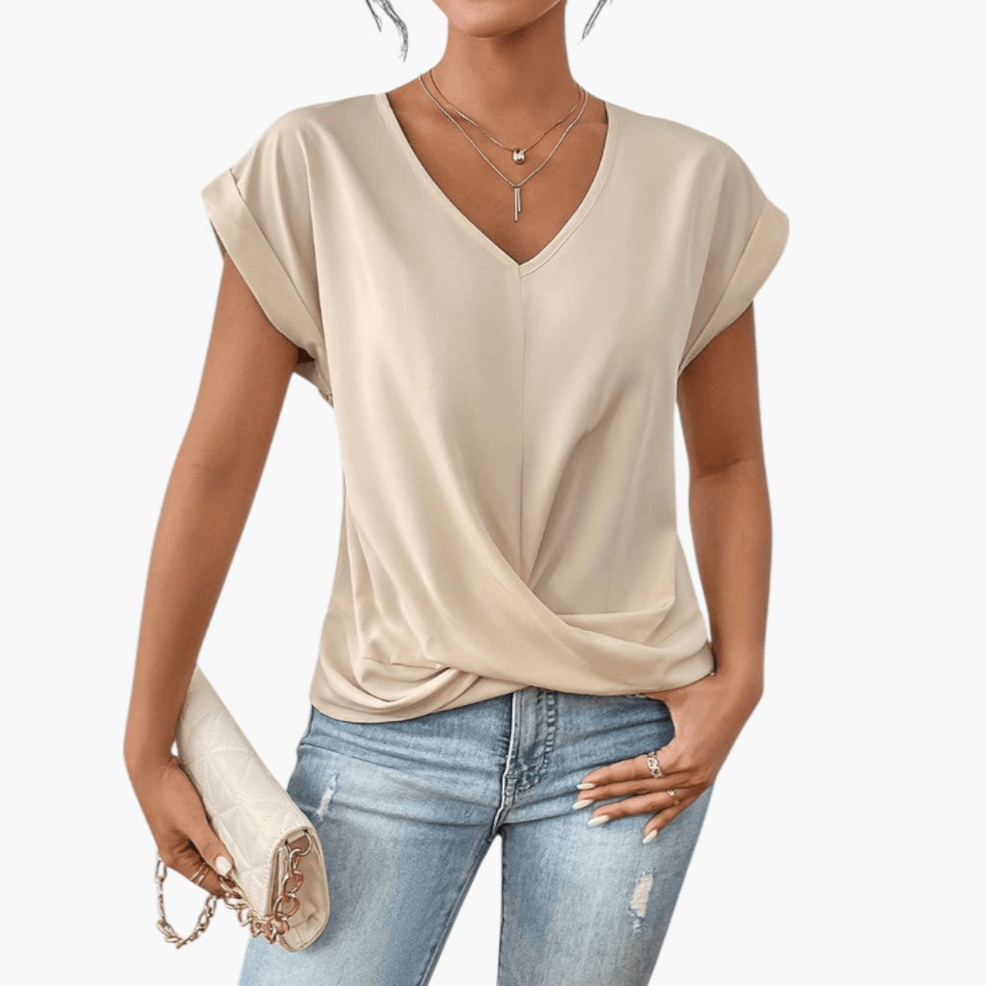 Camicia da donna con scollo a V e maniche corte