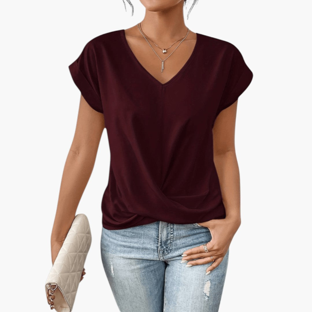 Camicia da donna con scollo a V e maniche corte