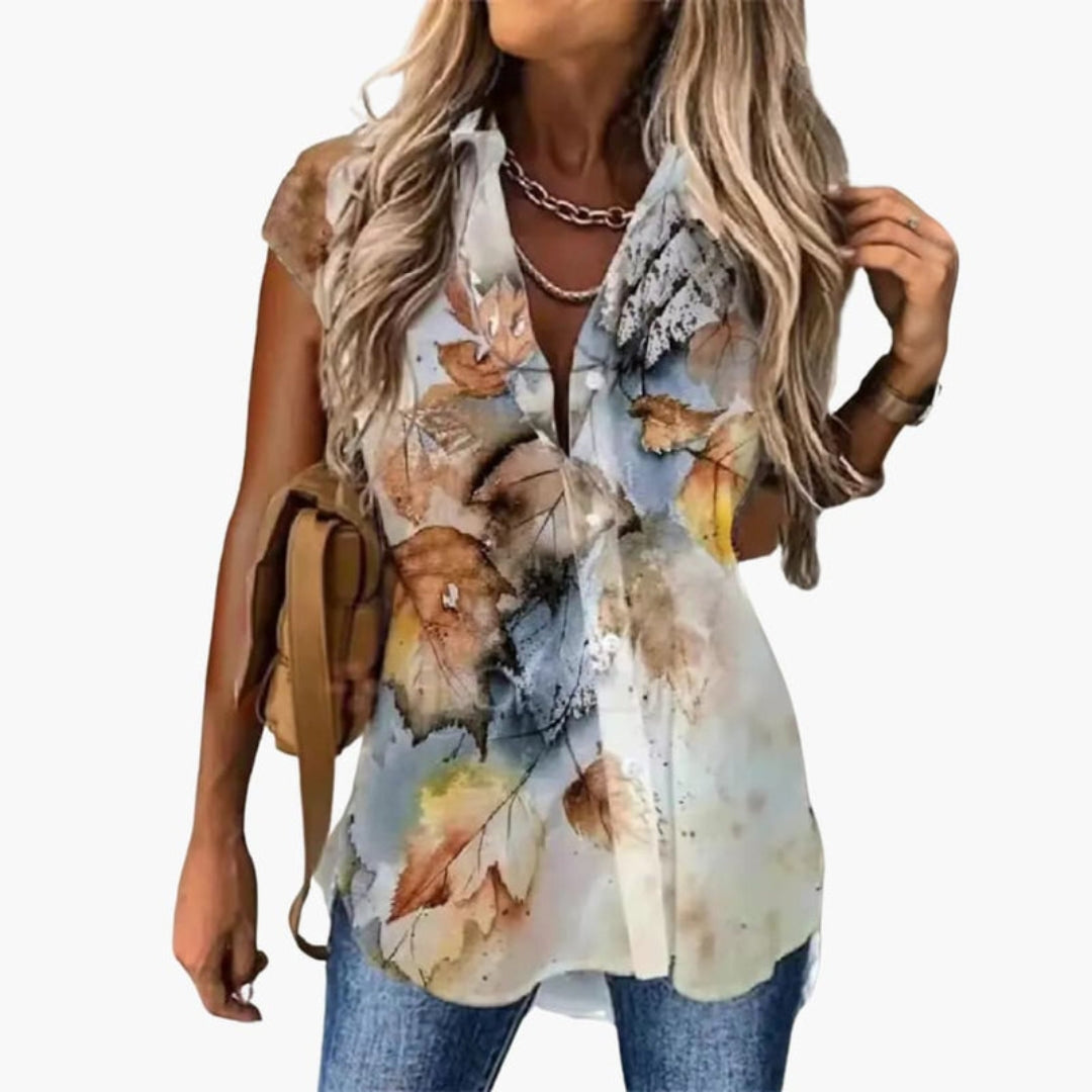 Camicia da donna con colletto e taglio senza maniche