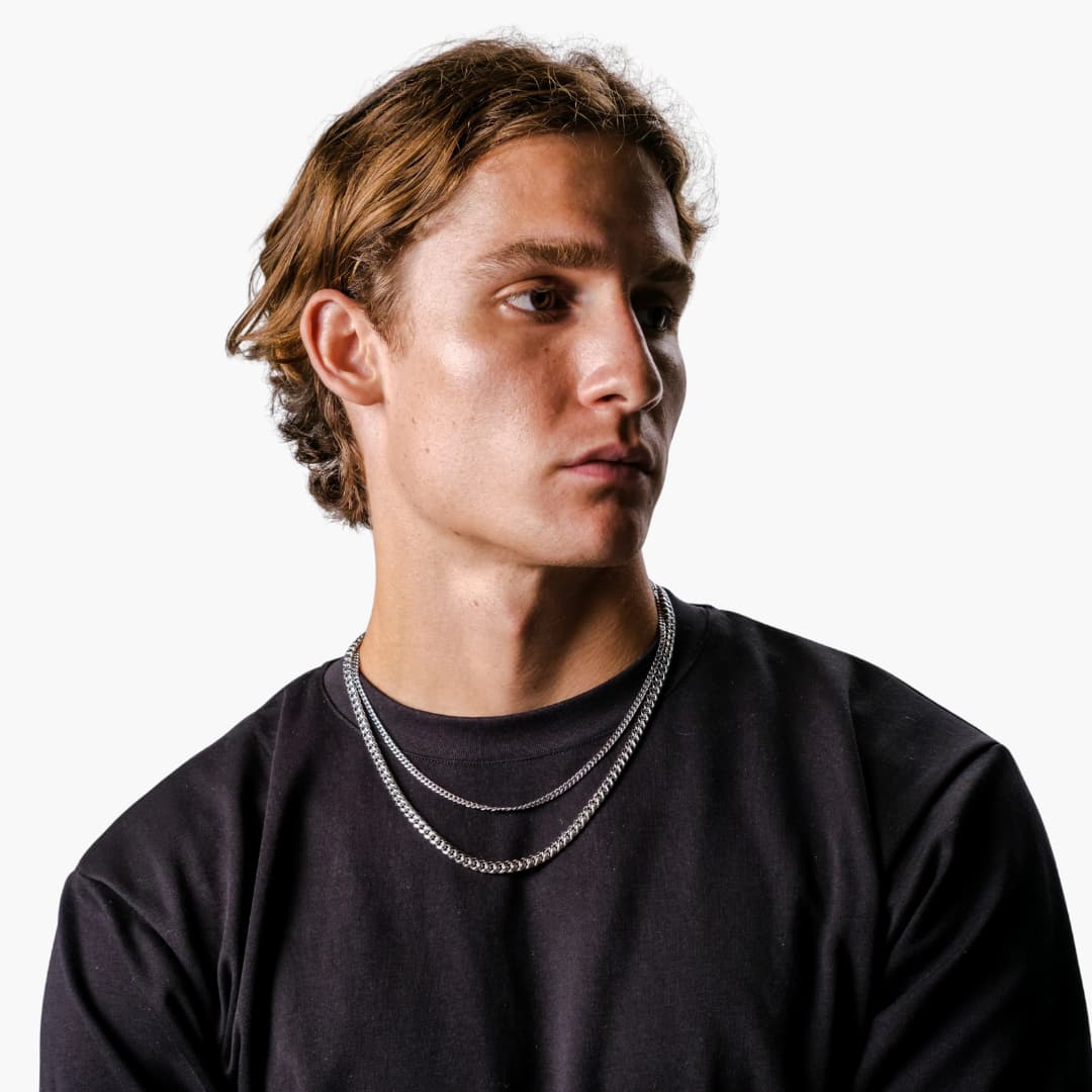 Collier à maillons cubains pour homme avec fermoir