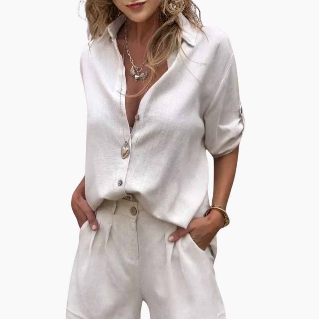 Combinaison Courte Femme avec Col Chemise