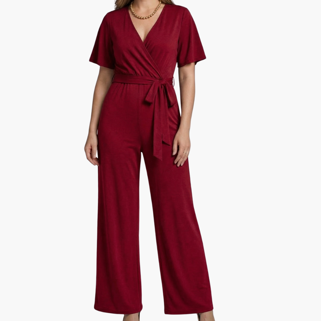 Combinaison Femme avec Devant Croisé et Taille à Nouer