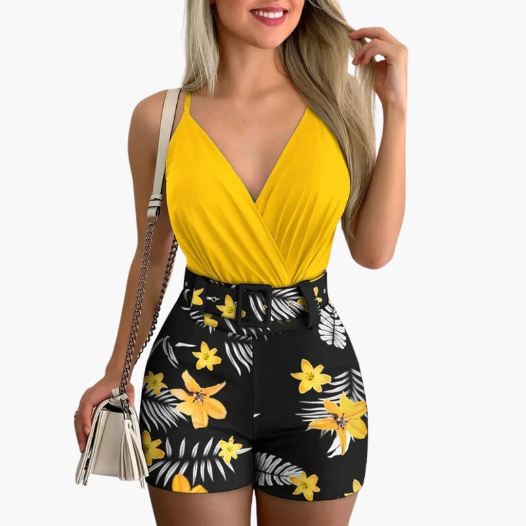 Tuta Fiorita Donna con Collo a V