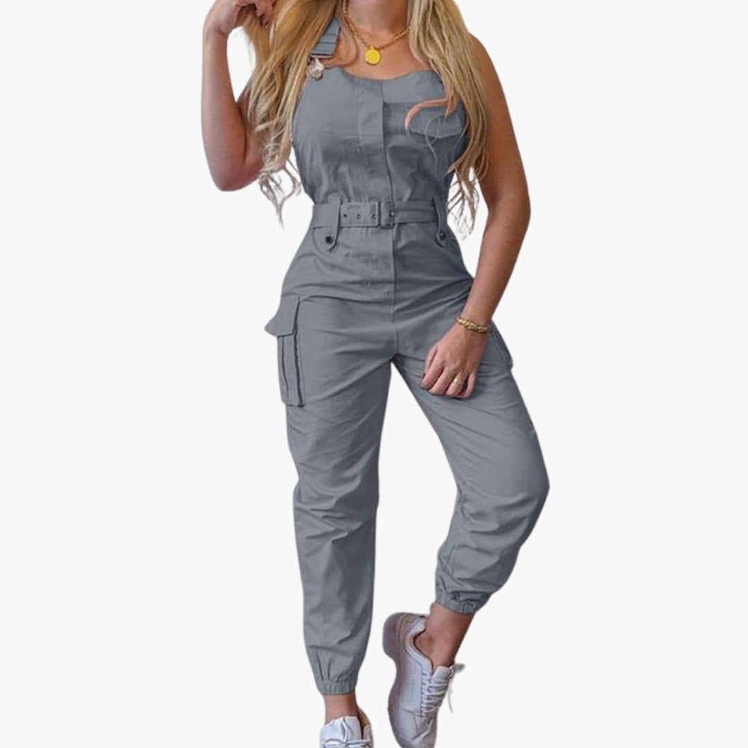 Tuta donna con spalline e cintura