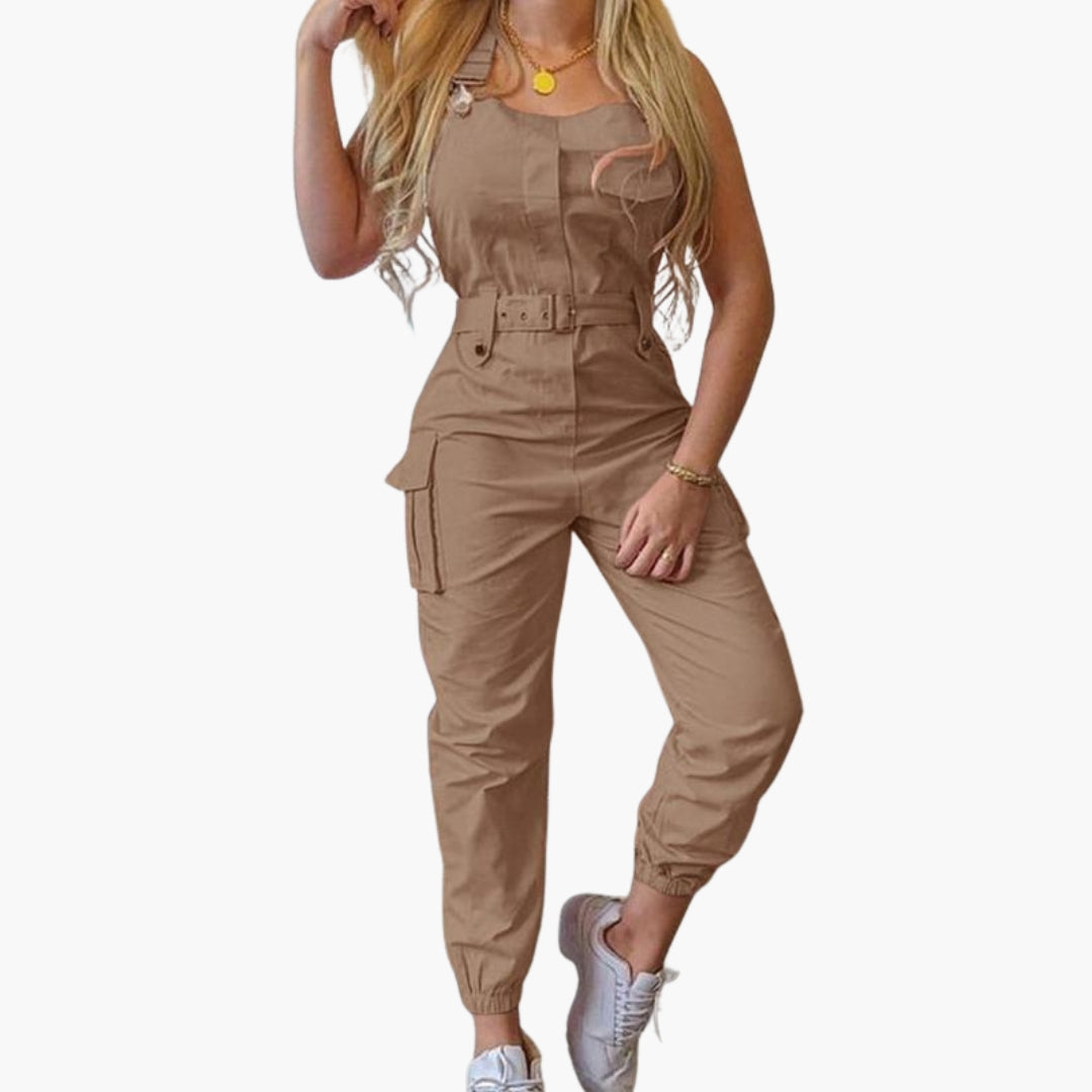 Tuta donna con spalline e cintura