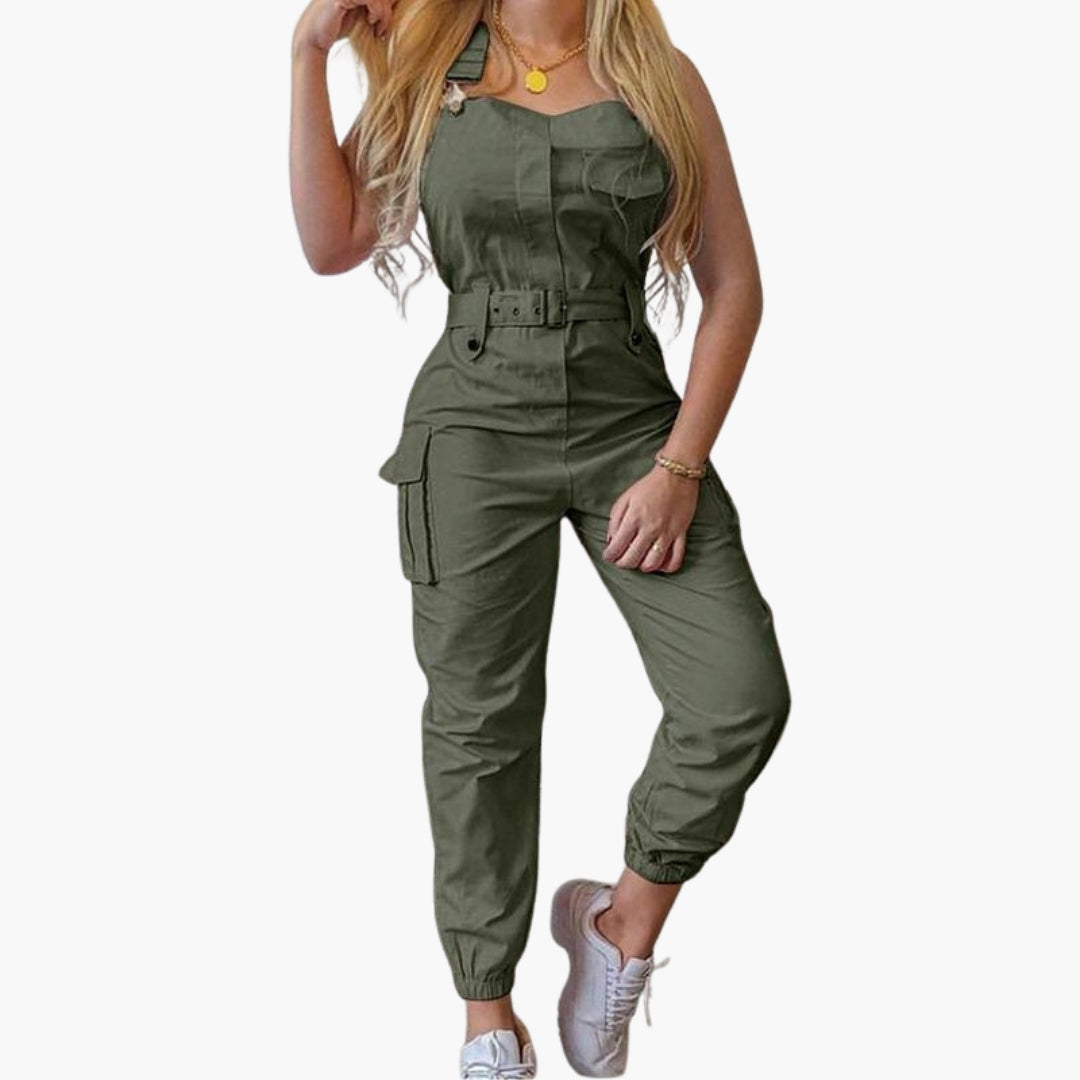 Tuta donna con spalline e cintura