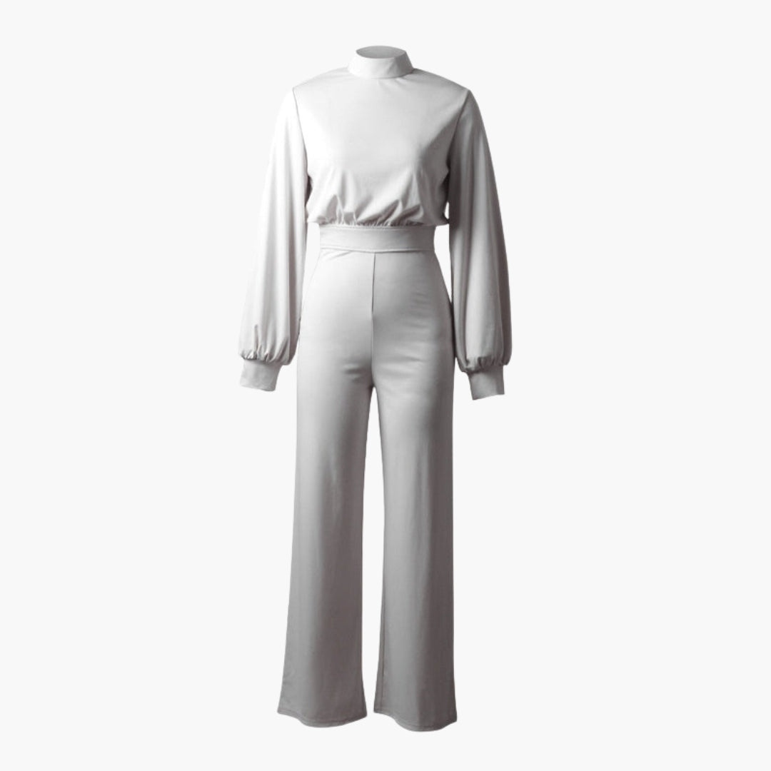 Tuta donna con collo alto e maniche lunghe