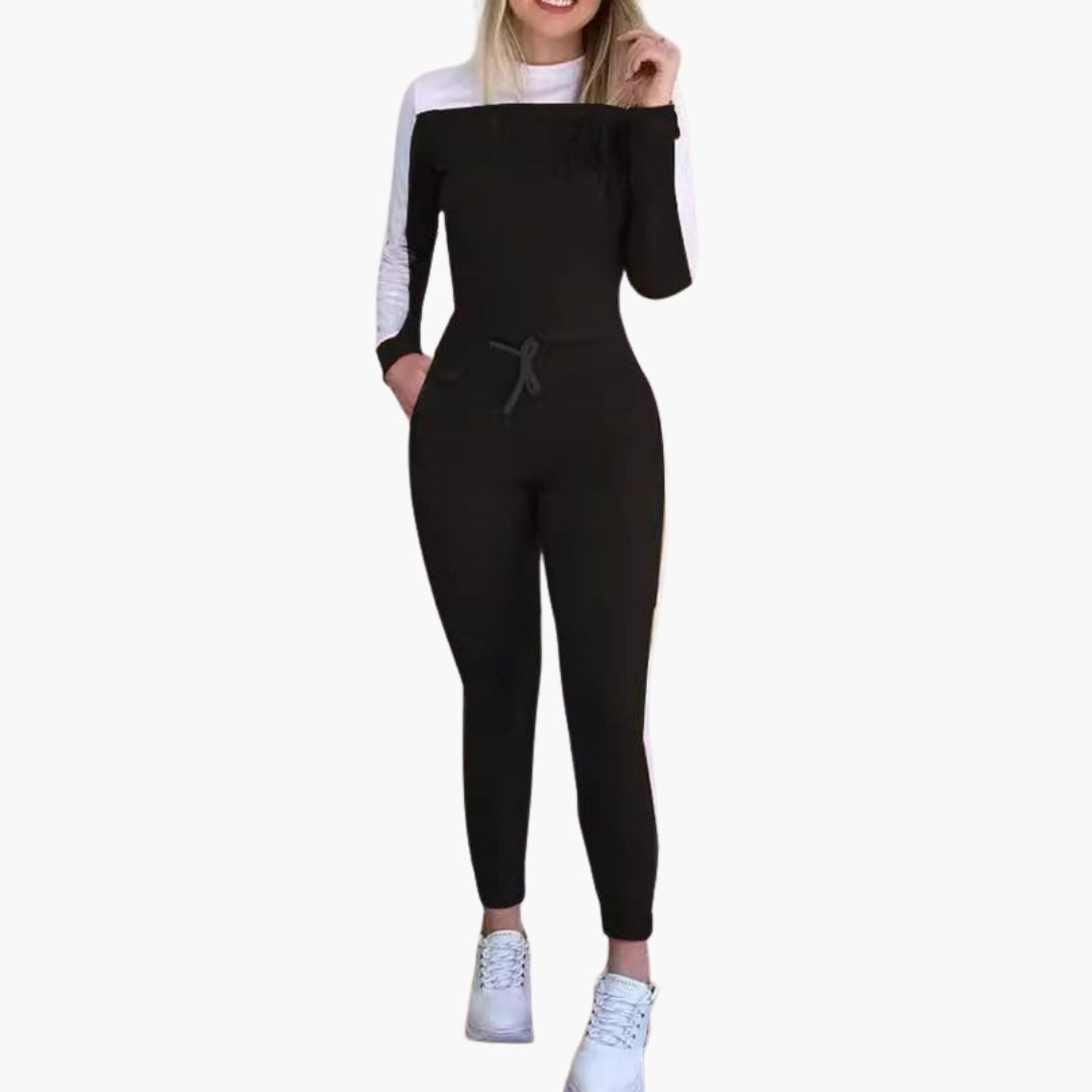 Tuta donna con collo rotondo e coulisse