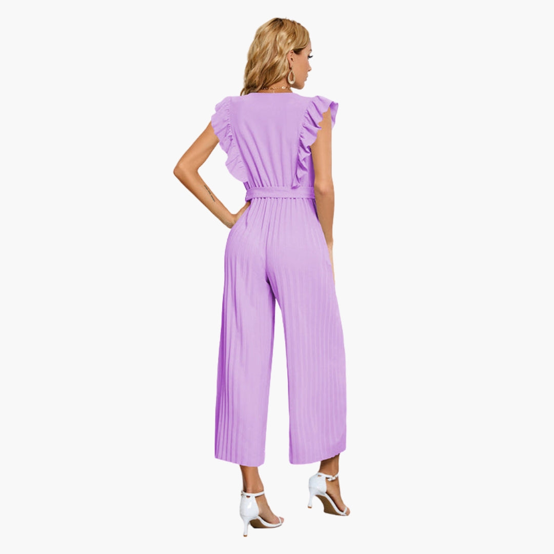 Tuta donna con scollo a V e cintura