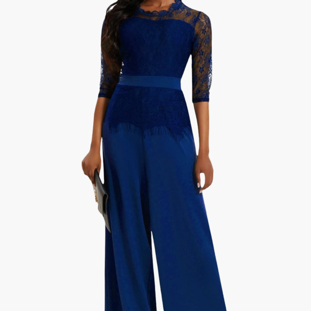 Combinaison femme avec manches en dentelle et jambes larges