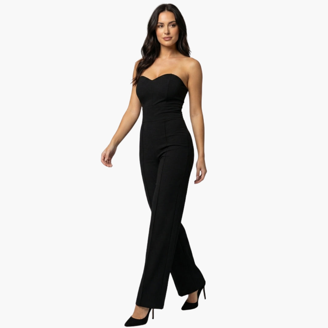 Tuta donna corpetto senza spalline con gambe larghe