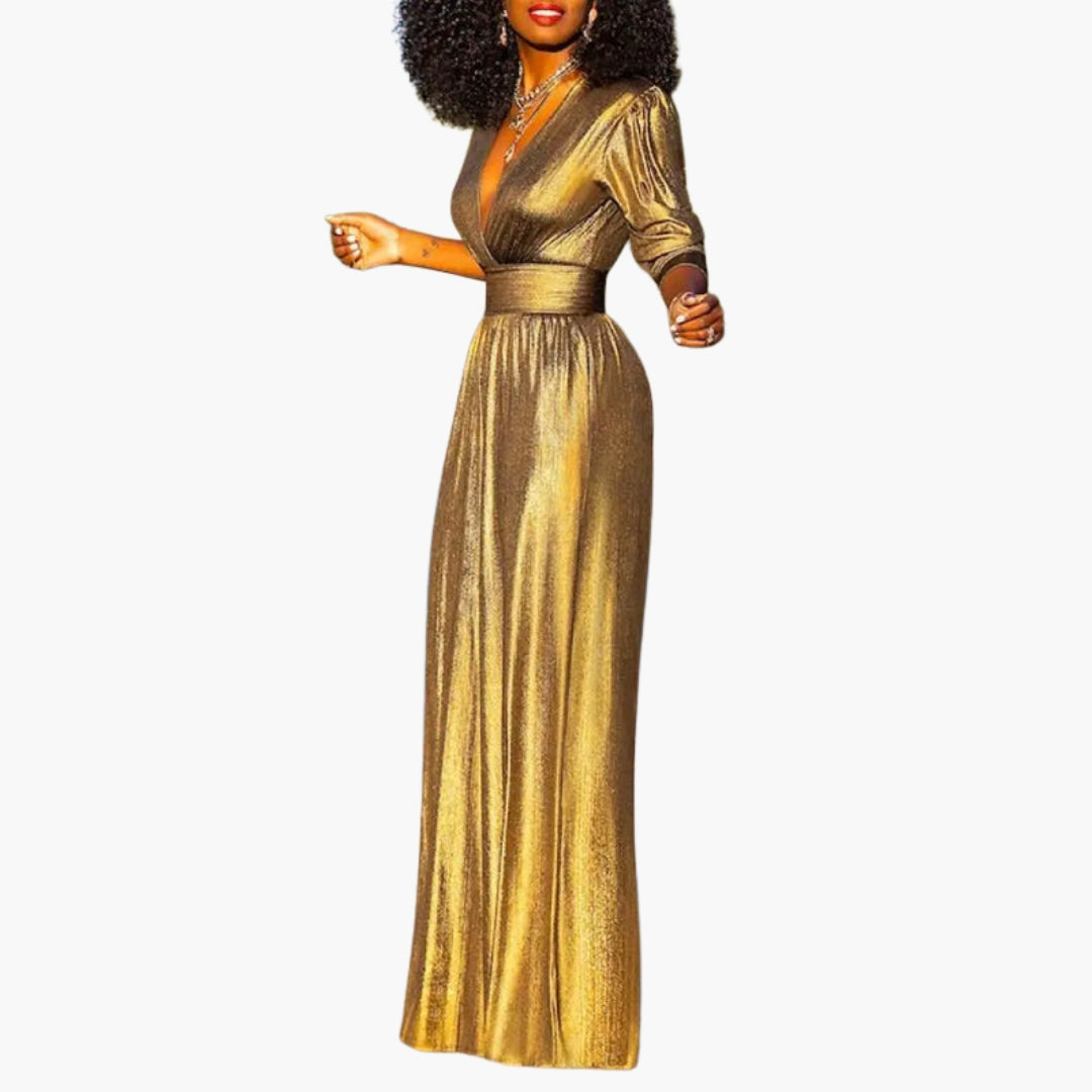 Women's jumpsuit with V-neck and mid-length sleeves
