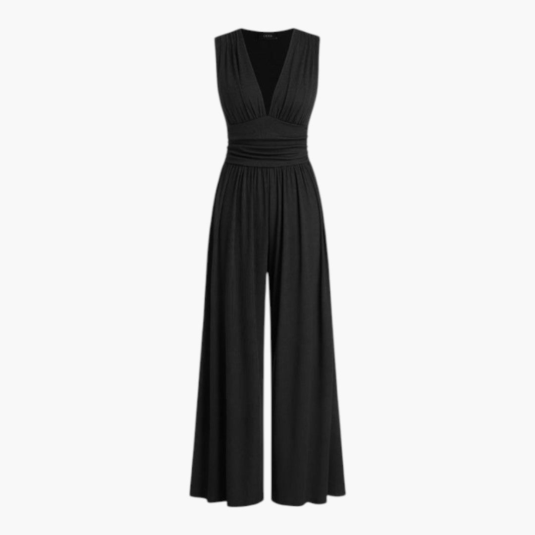 Sleeveless women's jumpsuit with wide legs