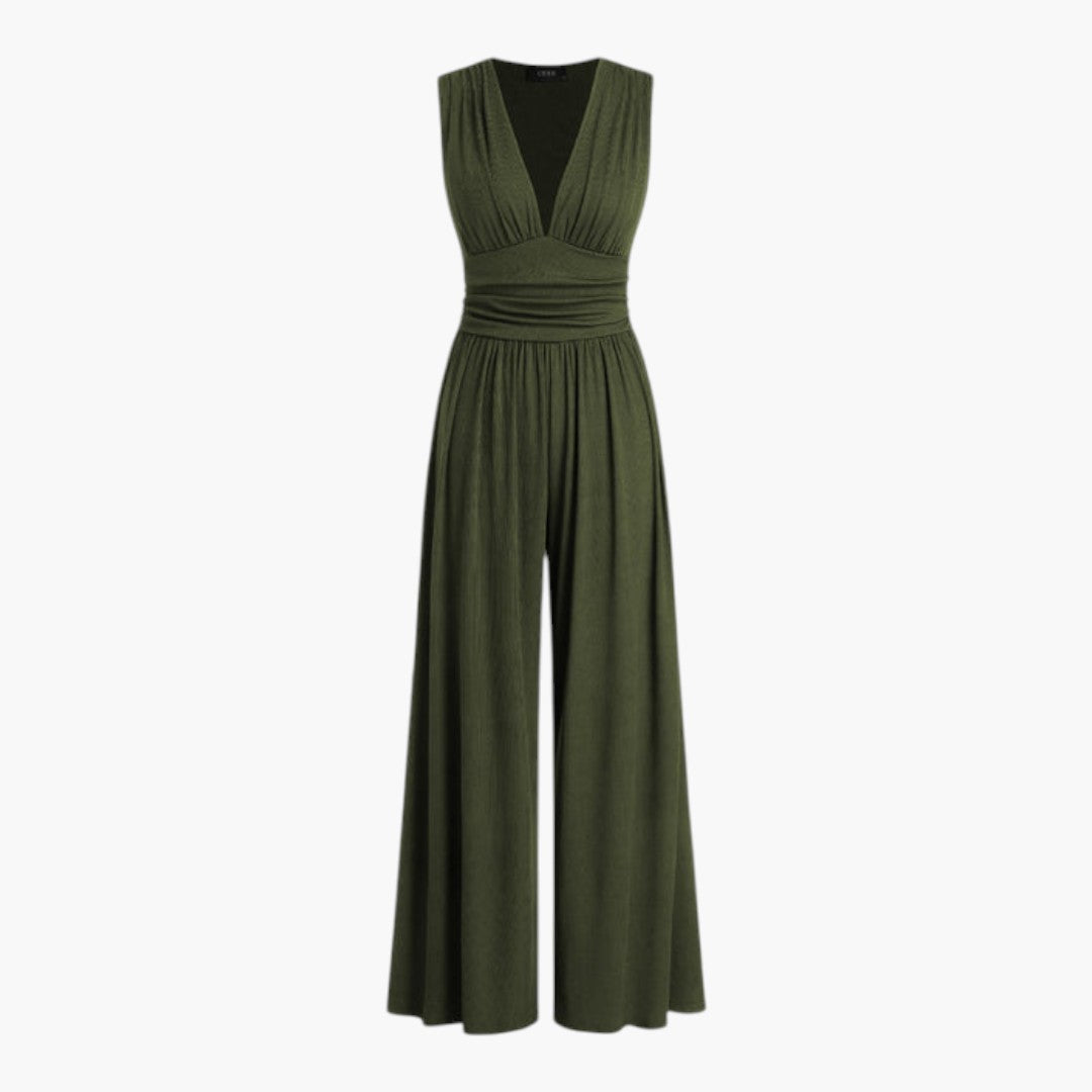 Sleeveless women's jumpsuit with wide legs