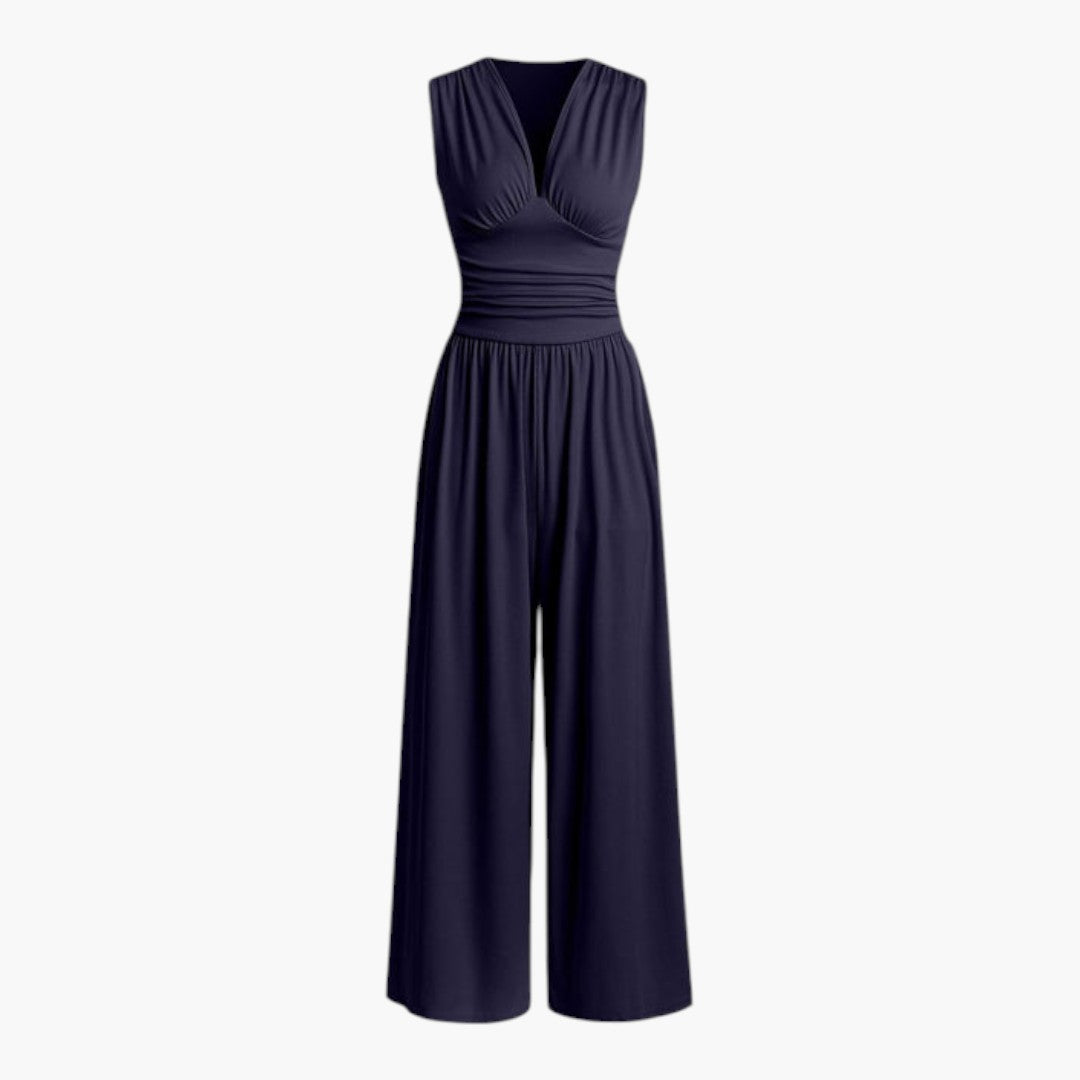 Sleeveless women's jumpsuit with wide legs