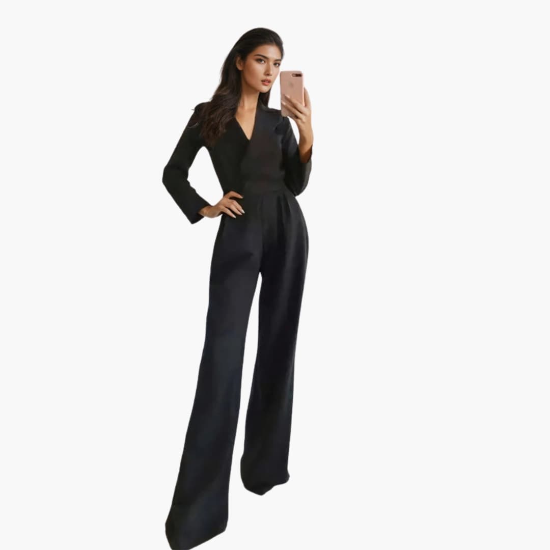 Combinaison large femme à manches longues avec décolleté en V