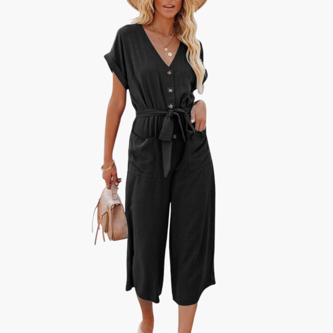 Tuta da donna con scollo a V e tasche laterali