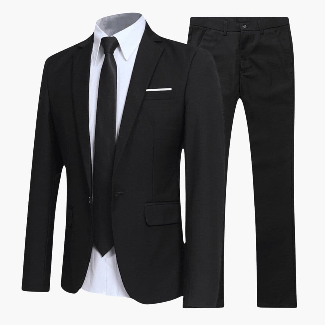 Costume Homme Complet avec Veste Col à Revers et Cravate