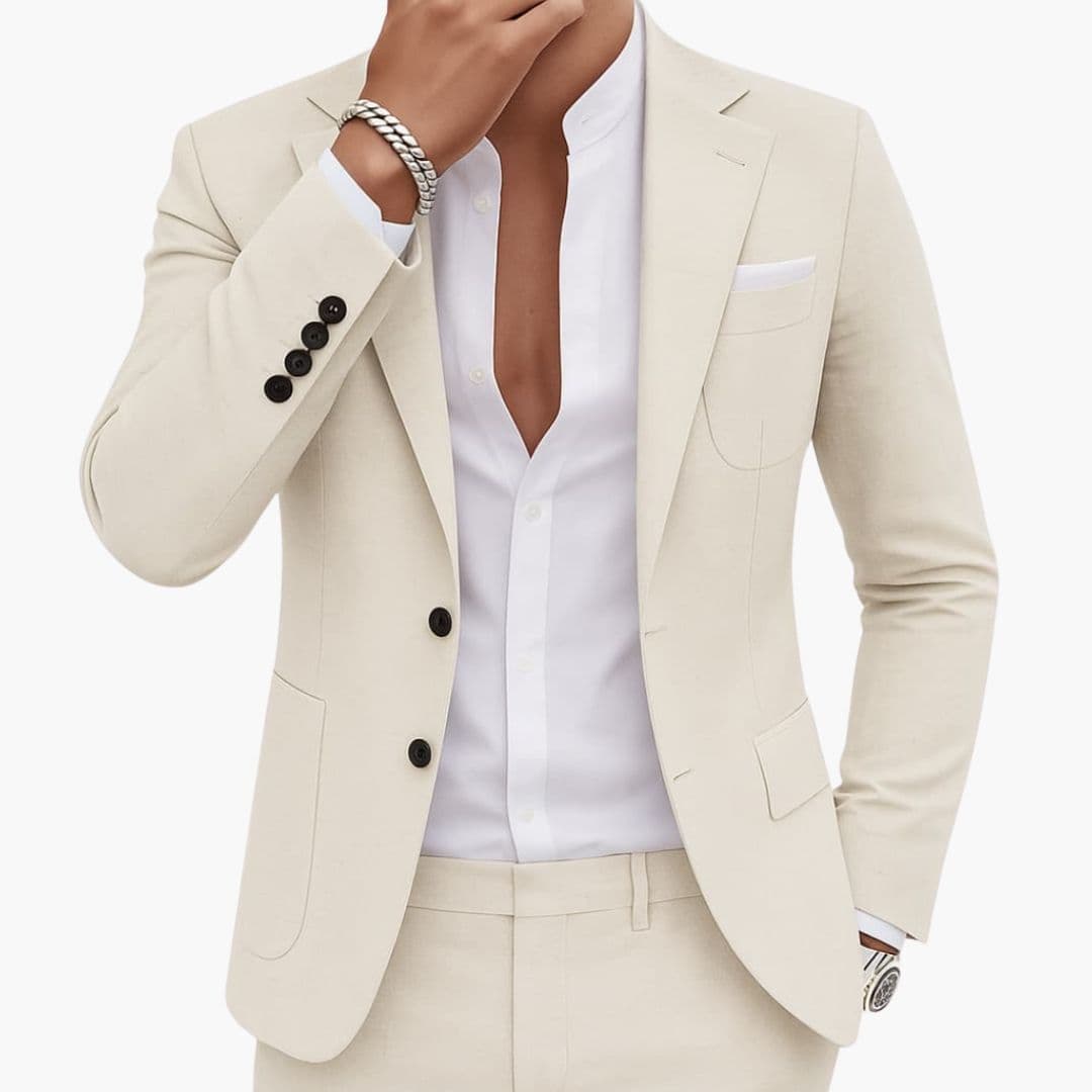 Costume Homme Deux Pièces avec Blazer Col à Revers