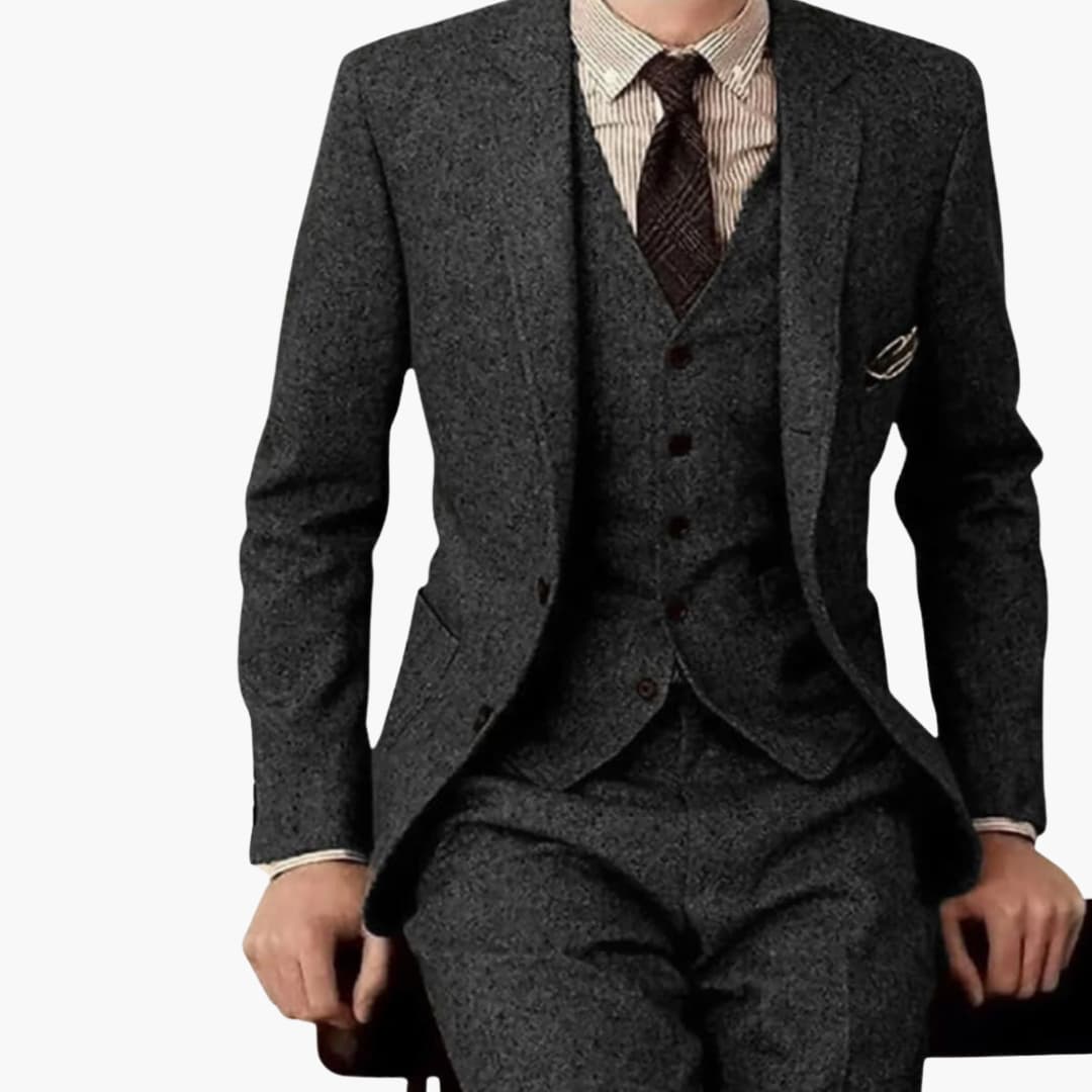 Disfraz de hombre de tres piezas con blazer de solapa notch