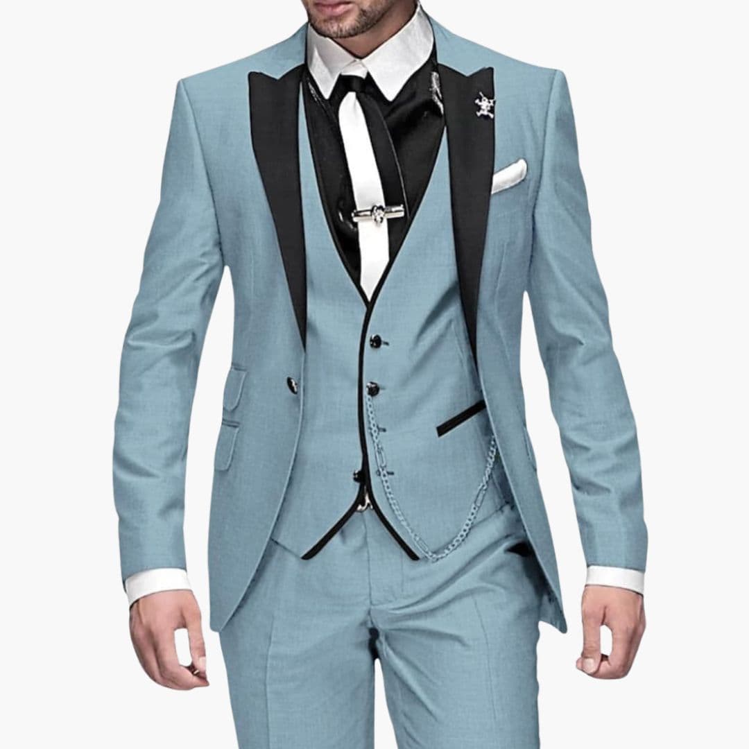 Herre kostume i tre dele med kontrastkrave