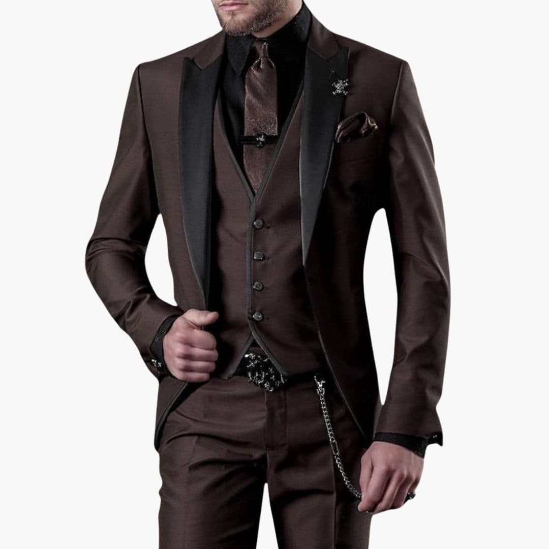 Herre kostume i tre dele med kontrastkrave