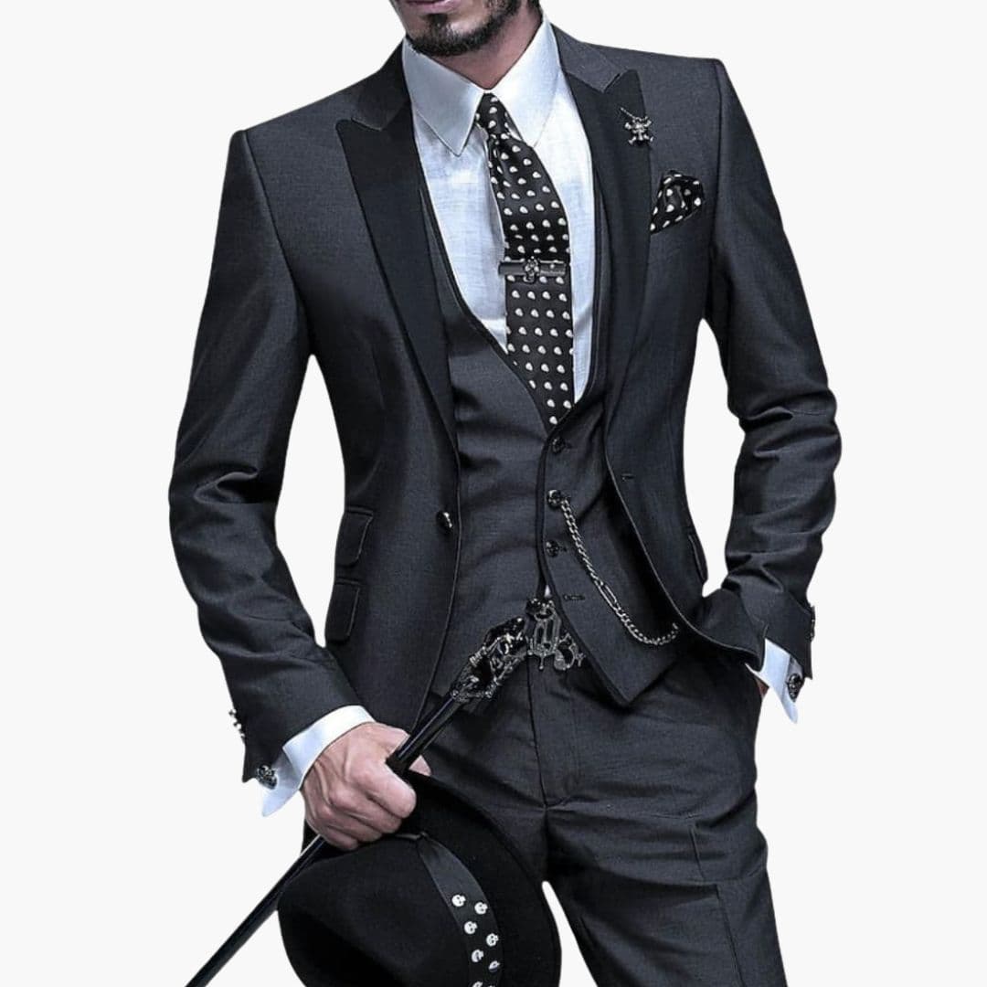 Herre kostume i tre dele med kontrastkrave