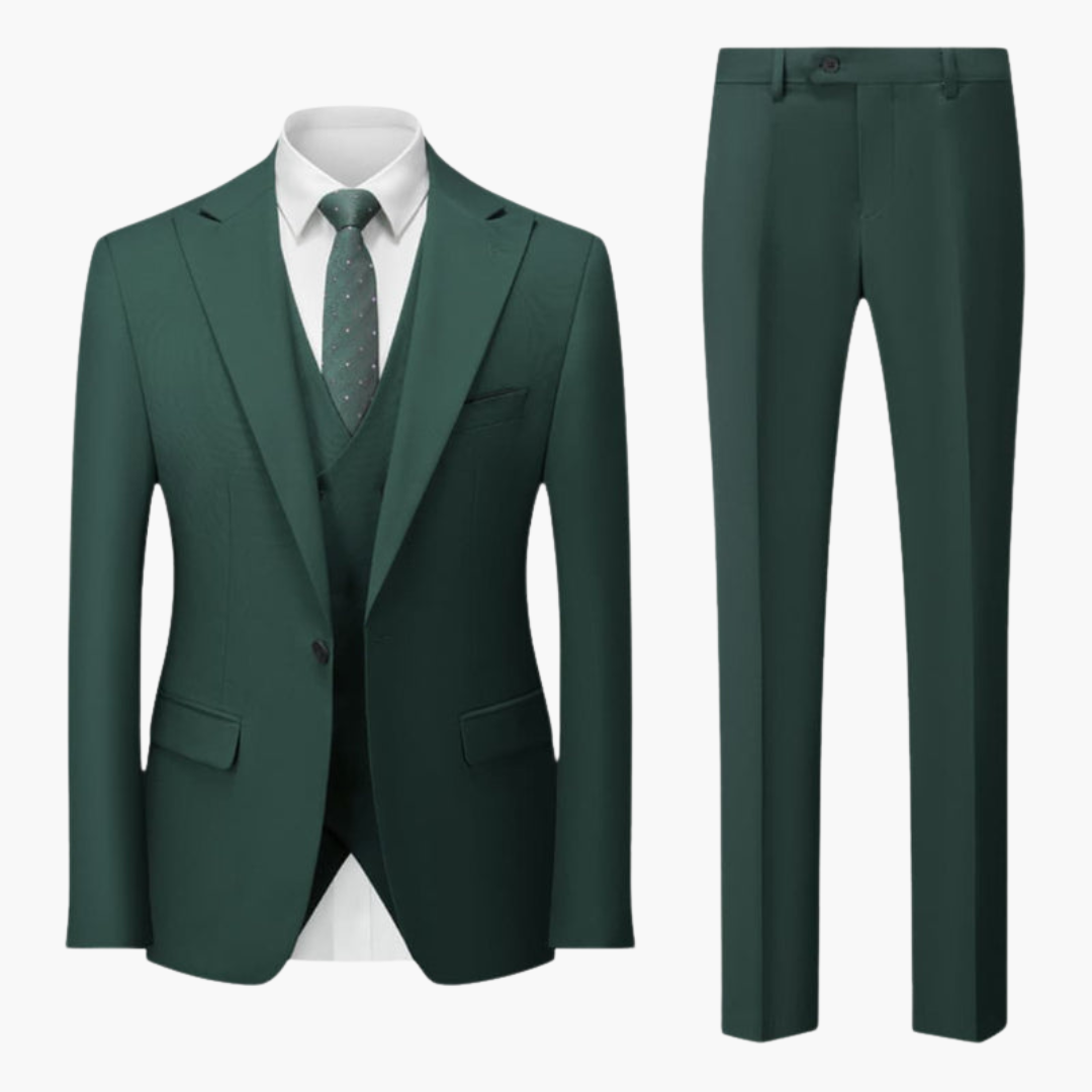 Costume uomo tre pezzi con rever dentellato e pantalone taglio aderente