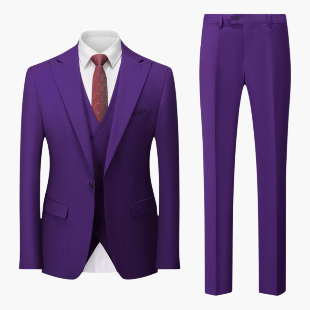 Costume uomo tre pezzi con rever dentellato e pantalone taglio aderente