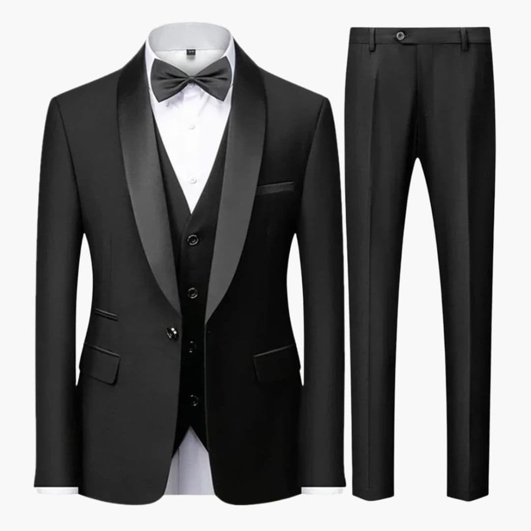 Costume Homme Trois Pièces avec Veste Col Châle