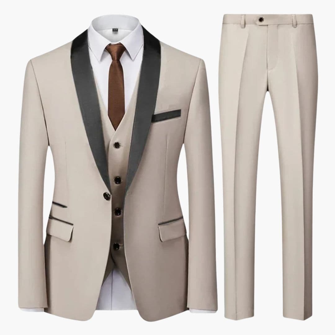 Costume Homme Trois Pièces avec Veste Col Châle