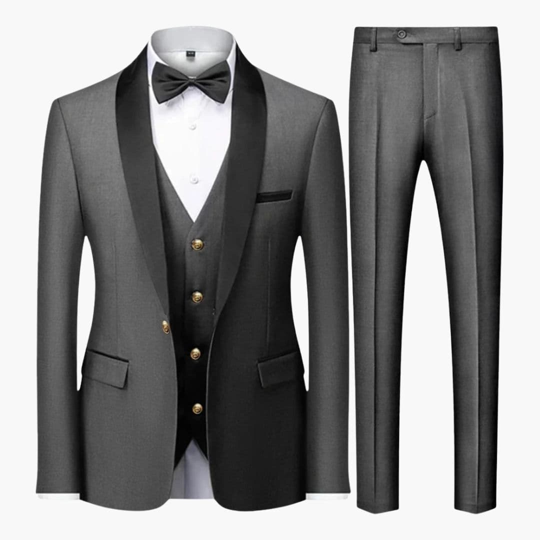 Costume Homme Trois Pièces avec Veste Col Châle