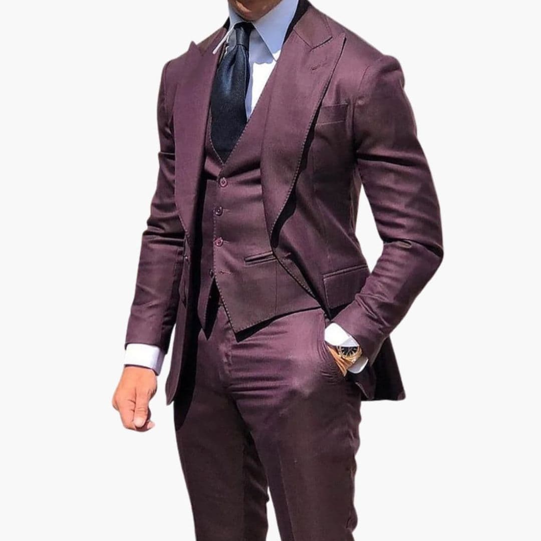 Costume Trois Pièces Homme avec Gilet Boutonné