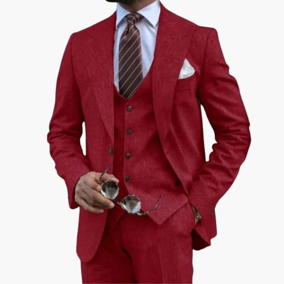 Traje de tres piezas para hombre con solapa de cuello