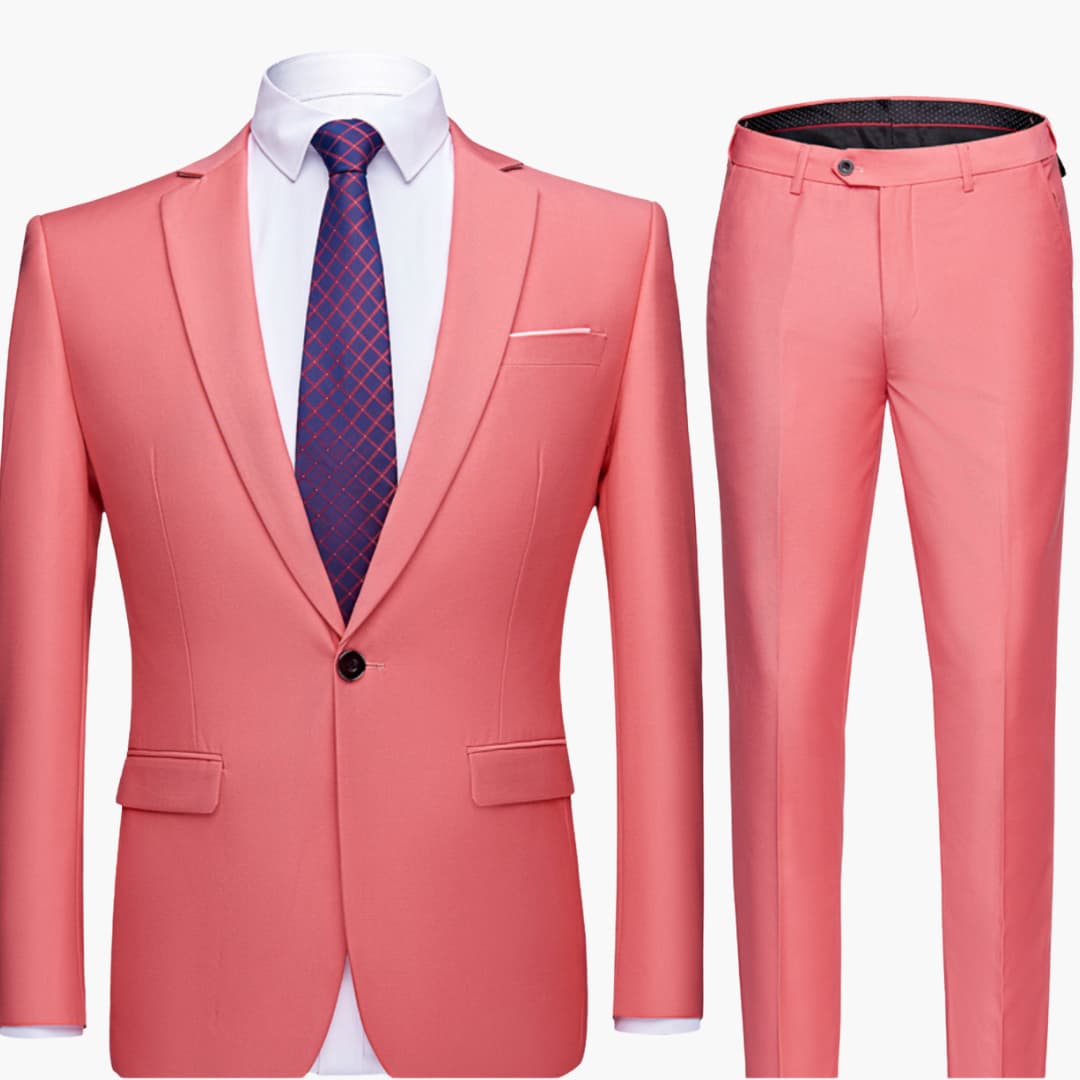 Costume deux pièces pour homme avec blazer et pantalon à coupe plate