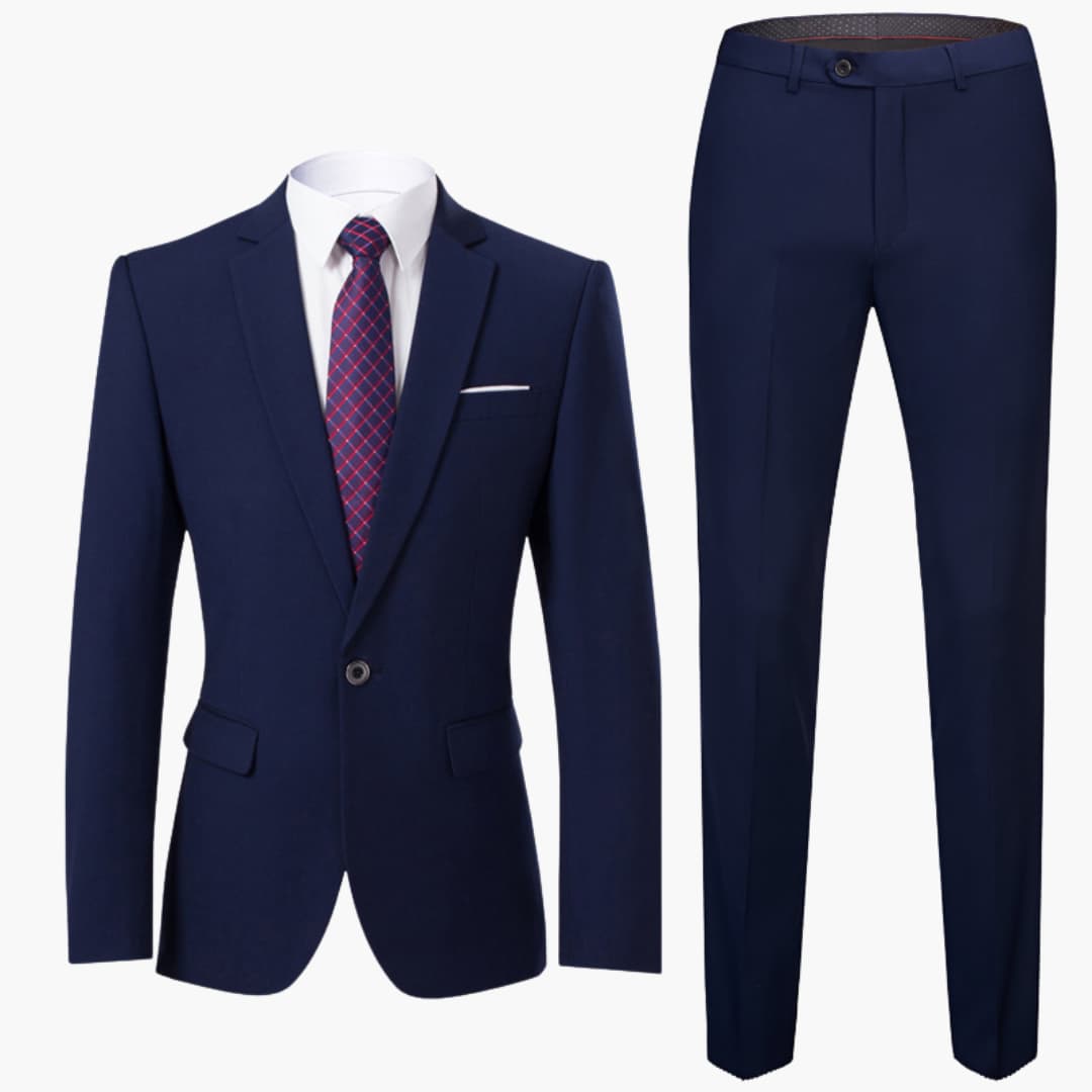 Costume deux pièces pour homme avec blazer et pantalon à coupe plate