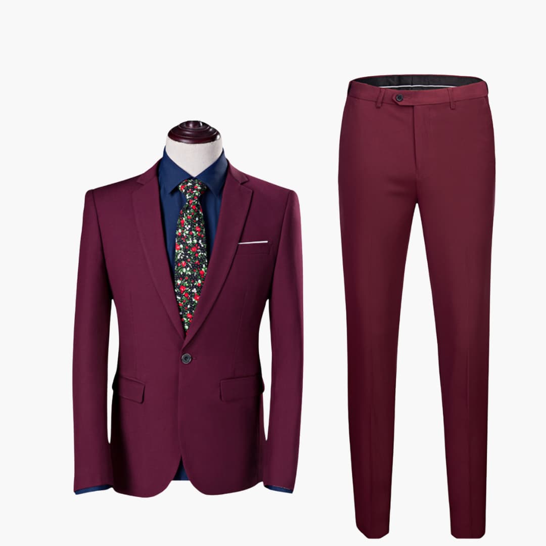 Costume deux pièces pour homme avec blazer et pantalon à coupe plate