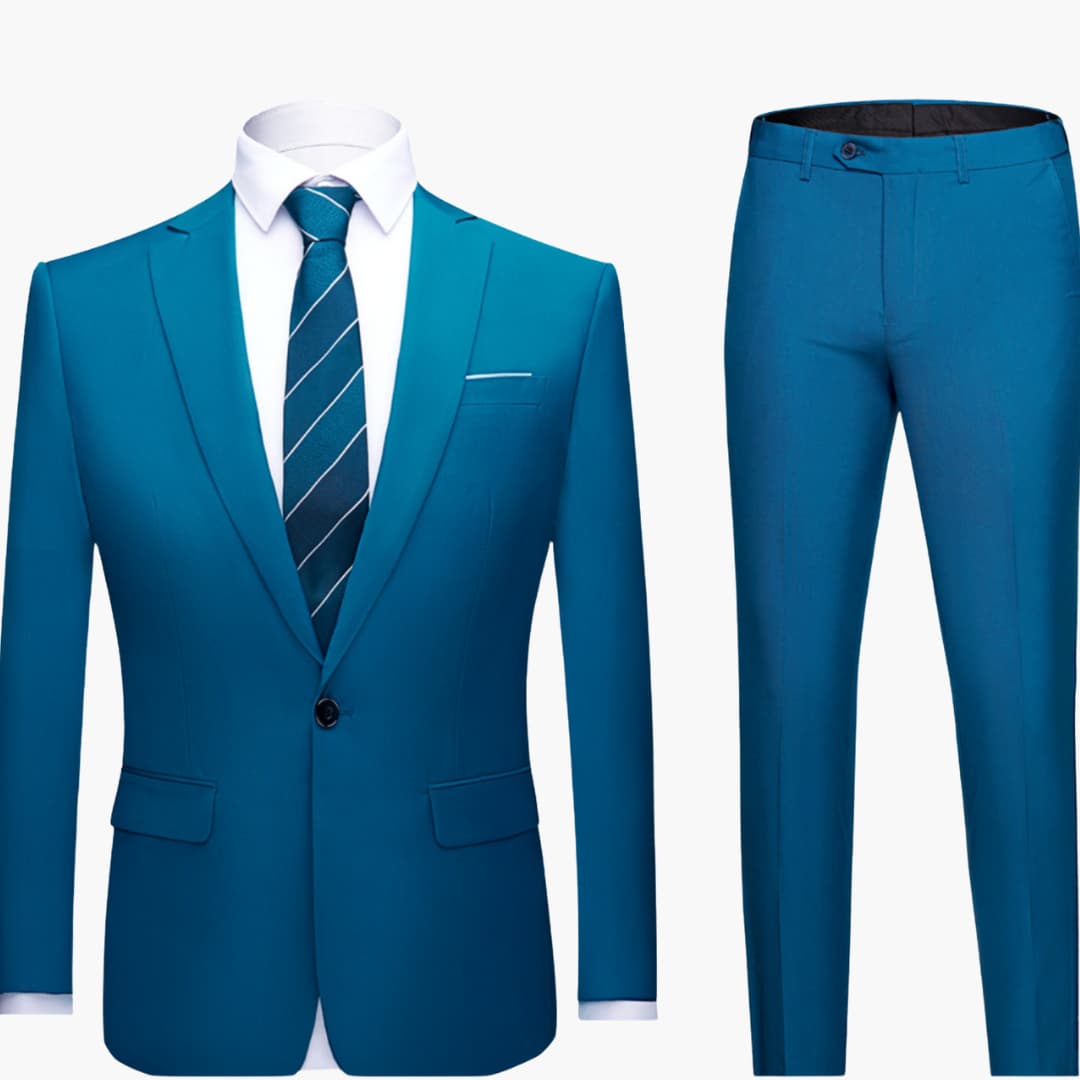 Costume deux pièces pour homme avec blazer et pantalon à coupe plate