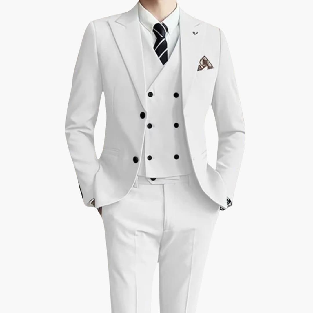 Costume homme 3 pièces ajusté avec veste et gilet assortis