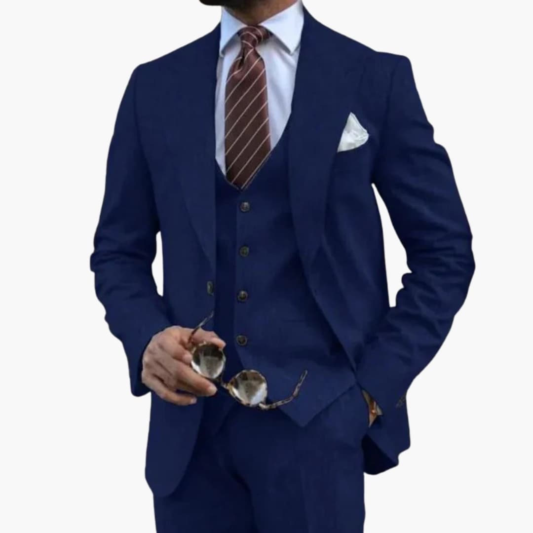 Costume trois pièces pour homme couleur moutarde, coupe ajustée